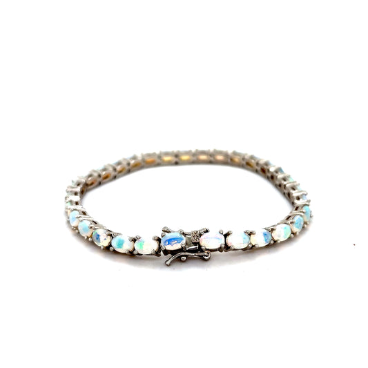 925 S.S. Faceted Opal Bracelet