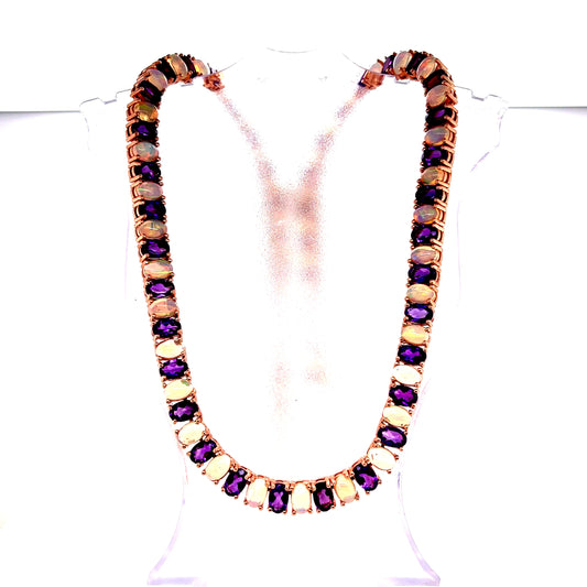 925 S.S. Amethyst & Opal Necklace