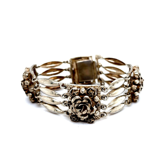 925 S.S. 3D Rose Cuff Bracelet