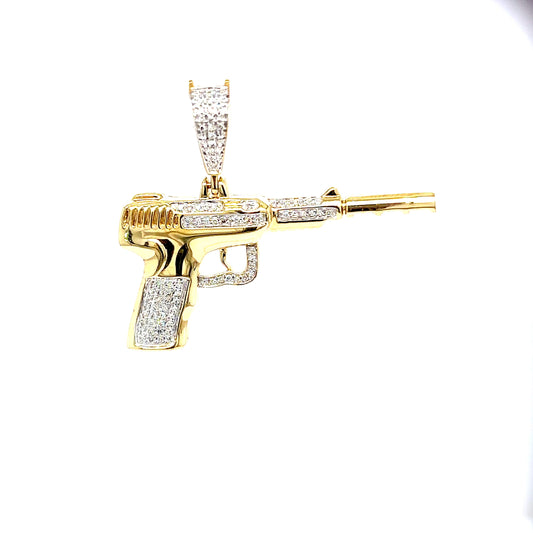 10k Gold Diamond Gun Pendant