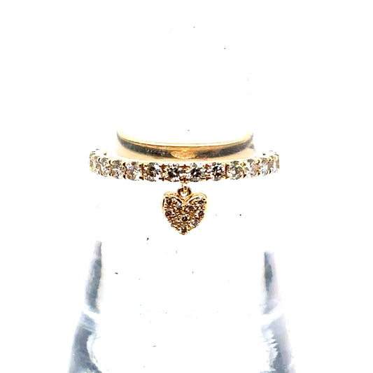 14k Gold Diamond Dangle Heart Ring