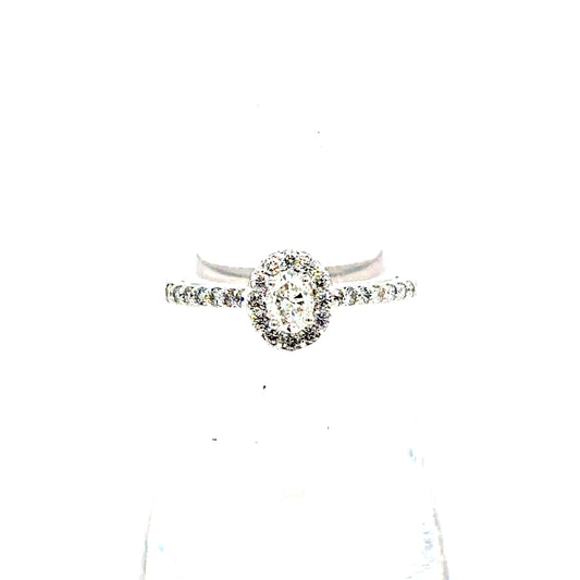 14k White Gold Oval Engagement Ring