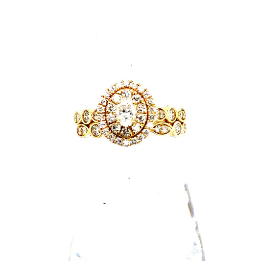 14k Gold Diamond Oval Engagement Set