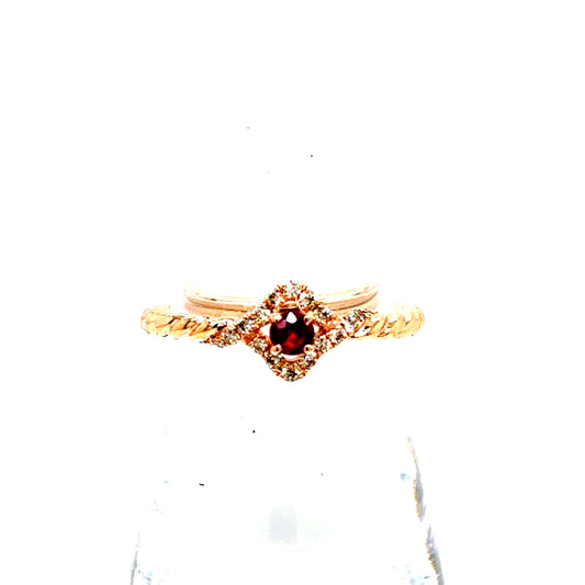 14k Rose Gold Diamond Ruby Twist Ring