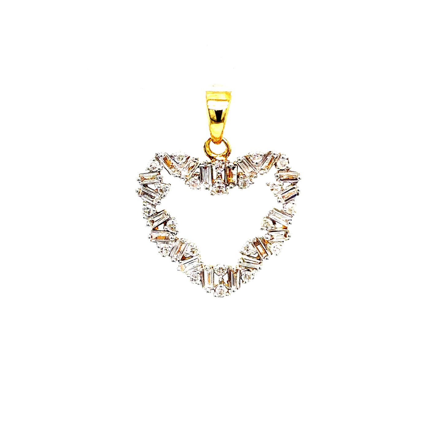 14k Gold Baguette Diamond Heart Pendant