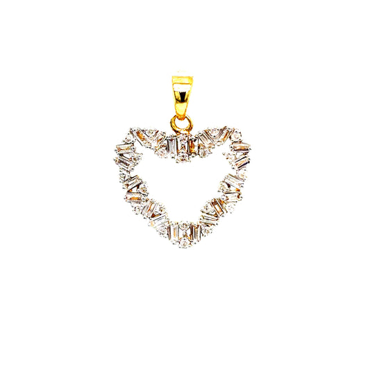 14k Gold Baguette Diamond Heart Pendant