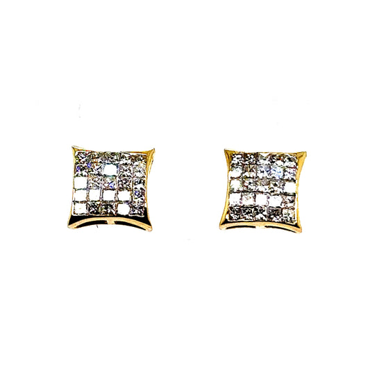 14k Gold Princess Cut VS Diamond Earrings
