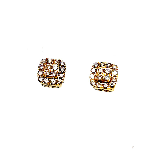 14k Gold VS Diamond Square Earrings