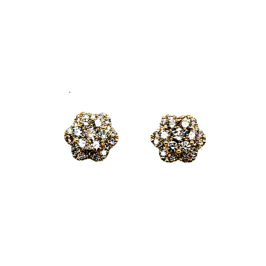 10k Gold 2-Tier Flower VS Diamond Earrings
