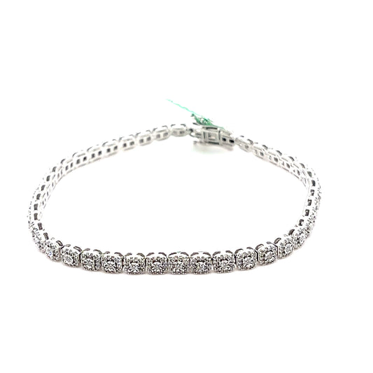 10k White Gold Square Diamond Cluster Bracelet