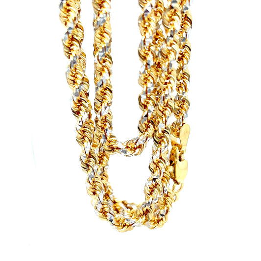 14k Gold Diamond Cut 2-Tone Rope Chains