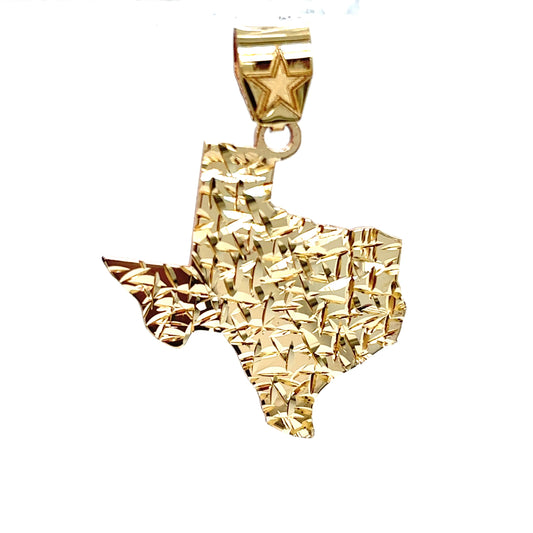 10k Gold Diamond Cut Texas Pendant