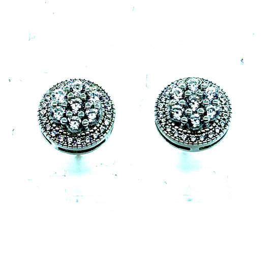 925 S.S. CZ Stone Round Earrings