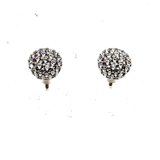 925 S.S. CZ Stone Round Earrings