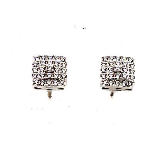 925 S.S. CZ Stone Square Earrings