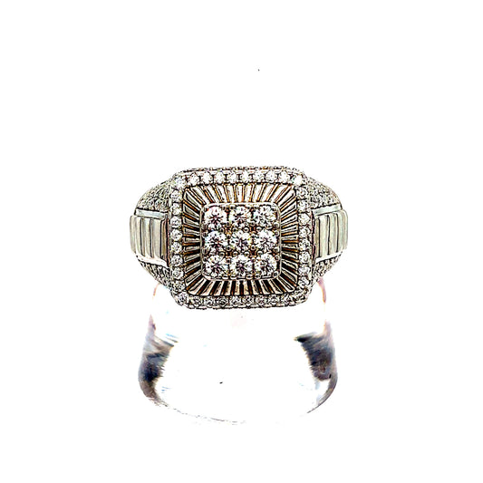 925 S.S. VVS Moissanite Square Champ Style Ring