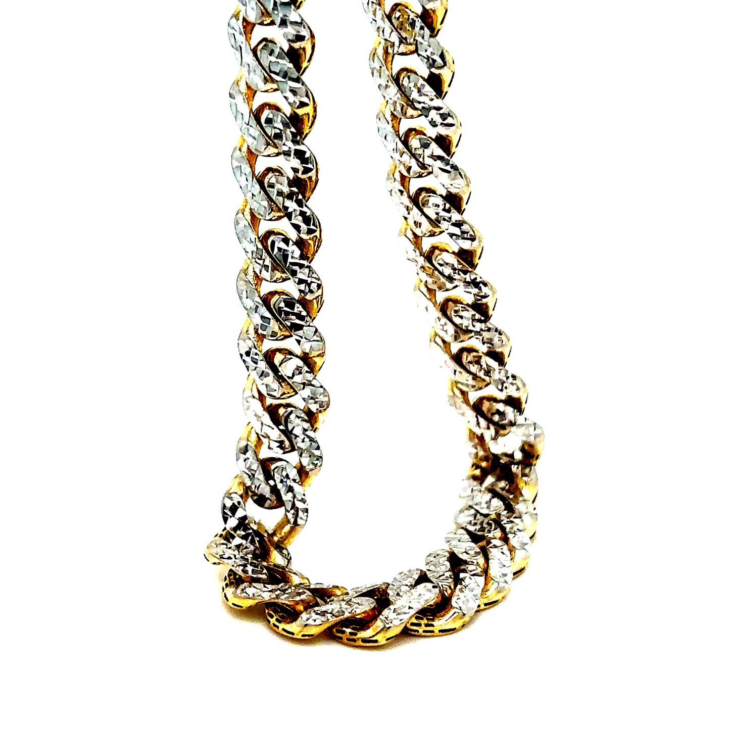 10k Yellow Gold Hollow Diamond Cut Monaco Cuban Chains