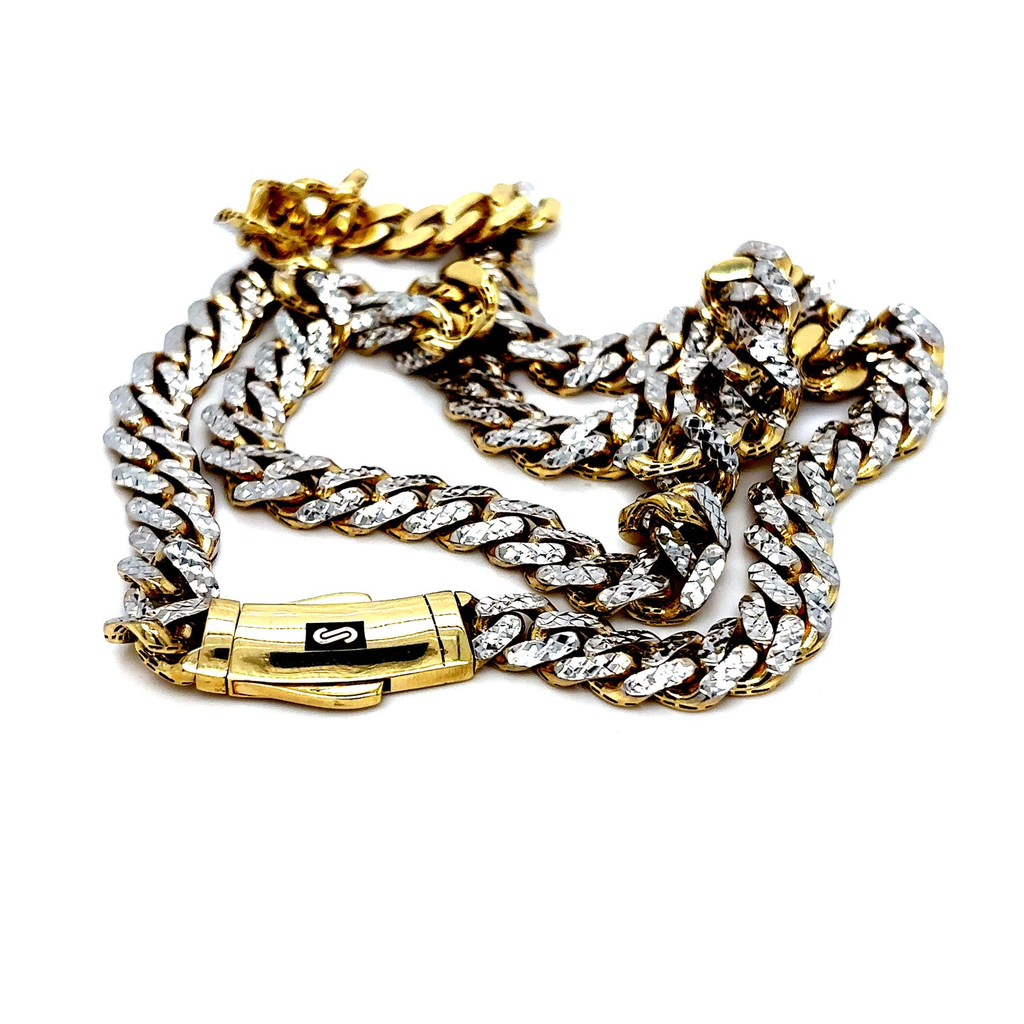 10k Yellow Gold Hollow Diamond Cut Monaco Cuban Chains