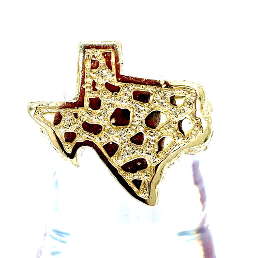 10k Yellow Gold Nugget Texas Ring