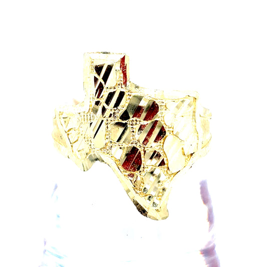 10k Yellow Gold Nugget Texas Ring