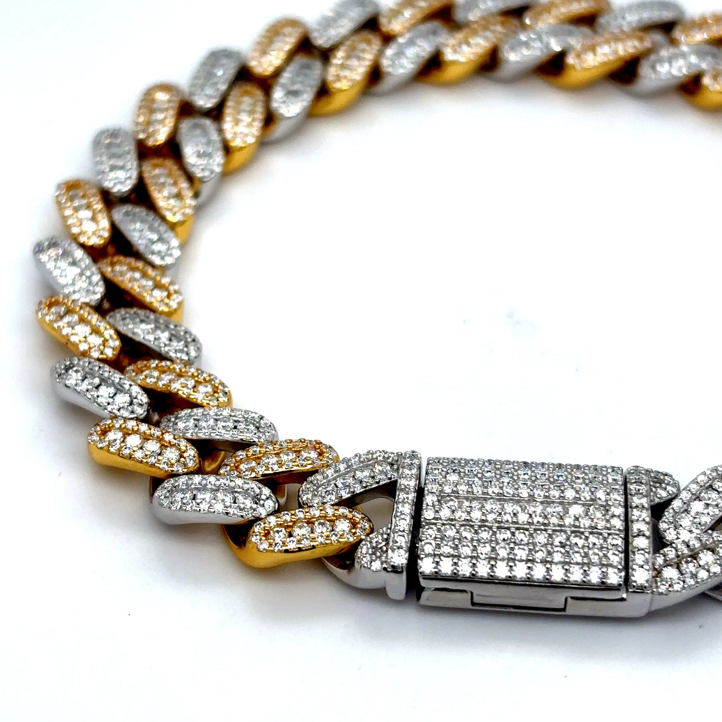 925 S.S. 2-Tone VVS Moissanite Cuban Bracelet