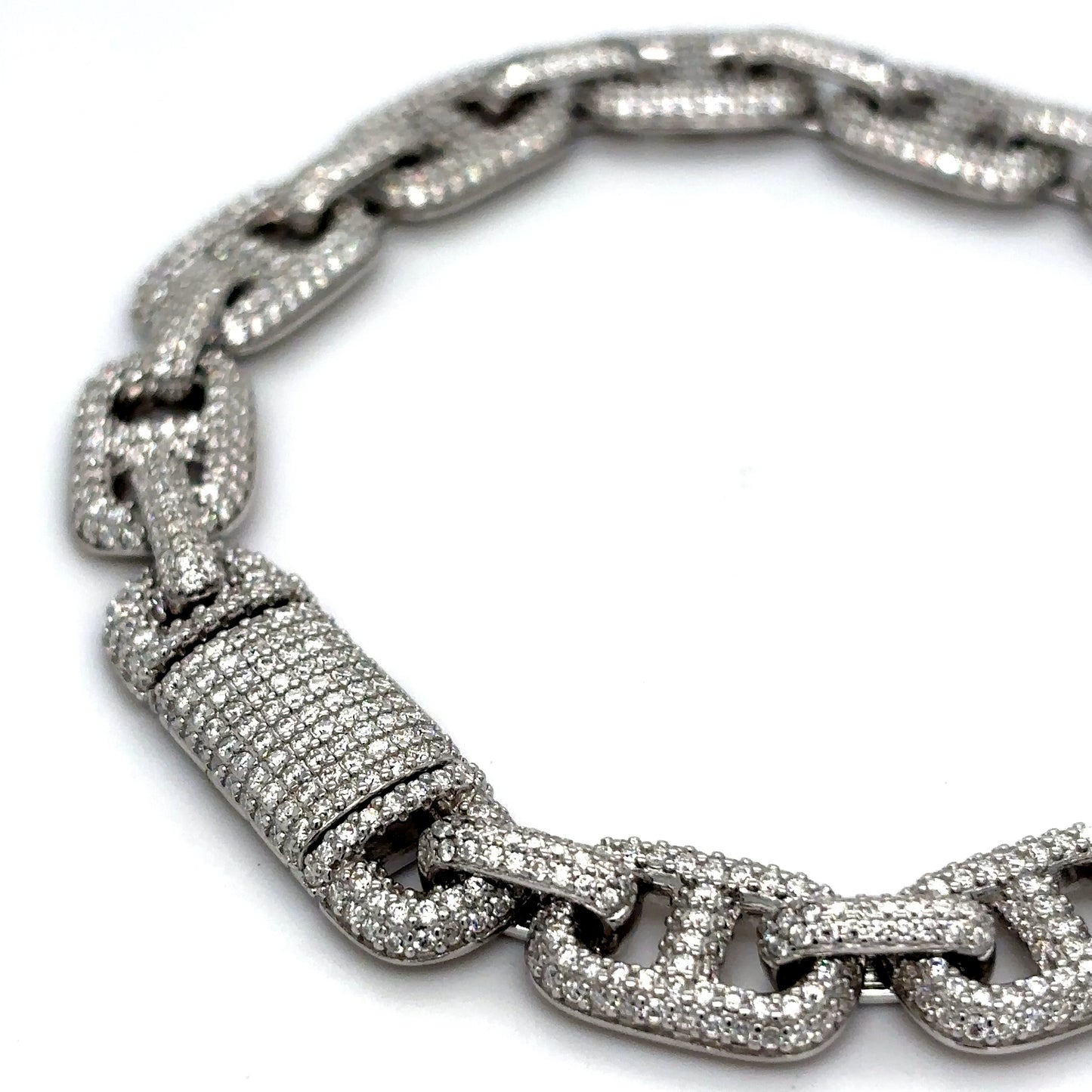 925 S.S. VVS Moissanite "Gucci" Mariner Link Bracelet