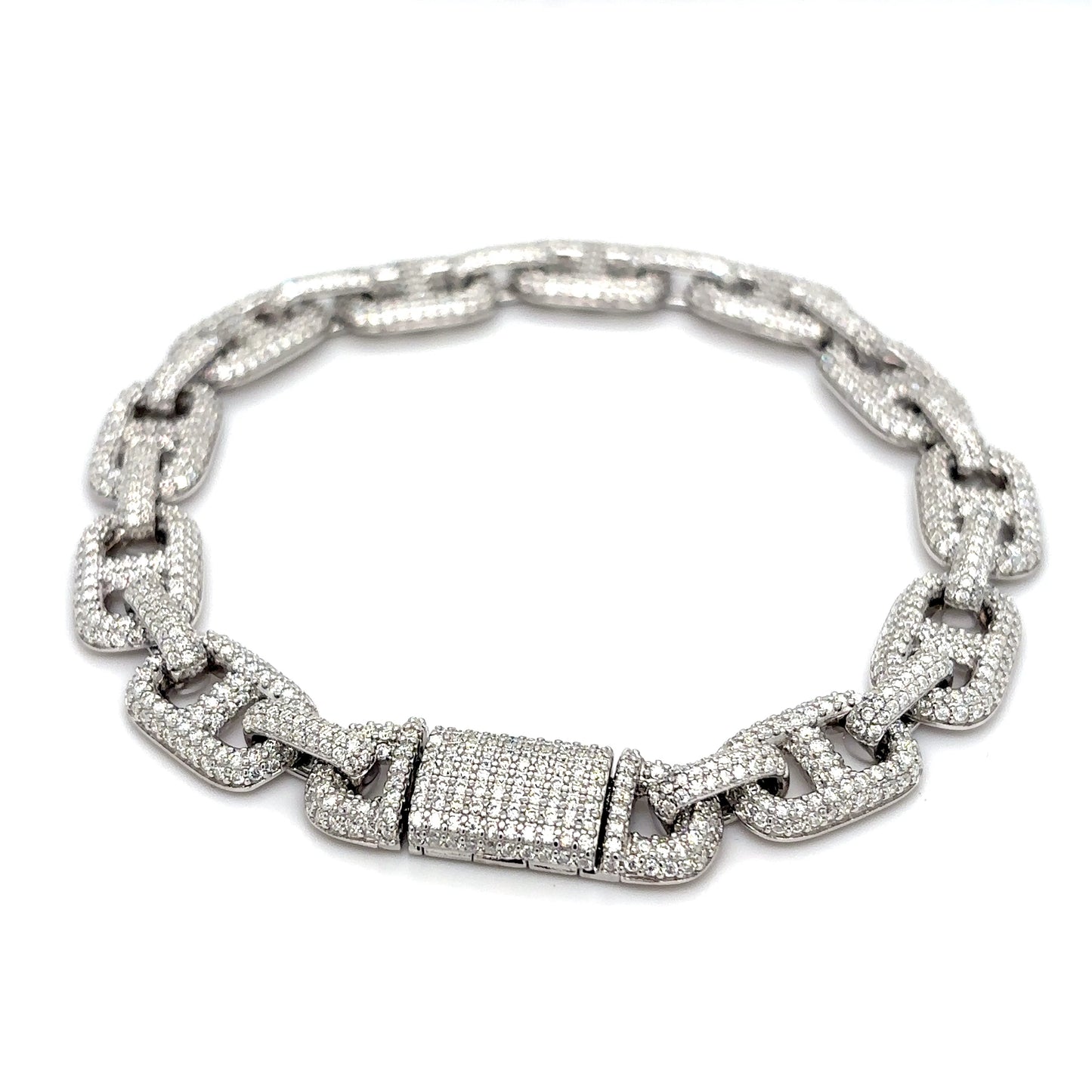 925 S.S. VVS Moissanite "Gucci" Mariner Link Bracelet