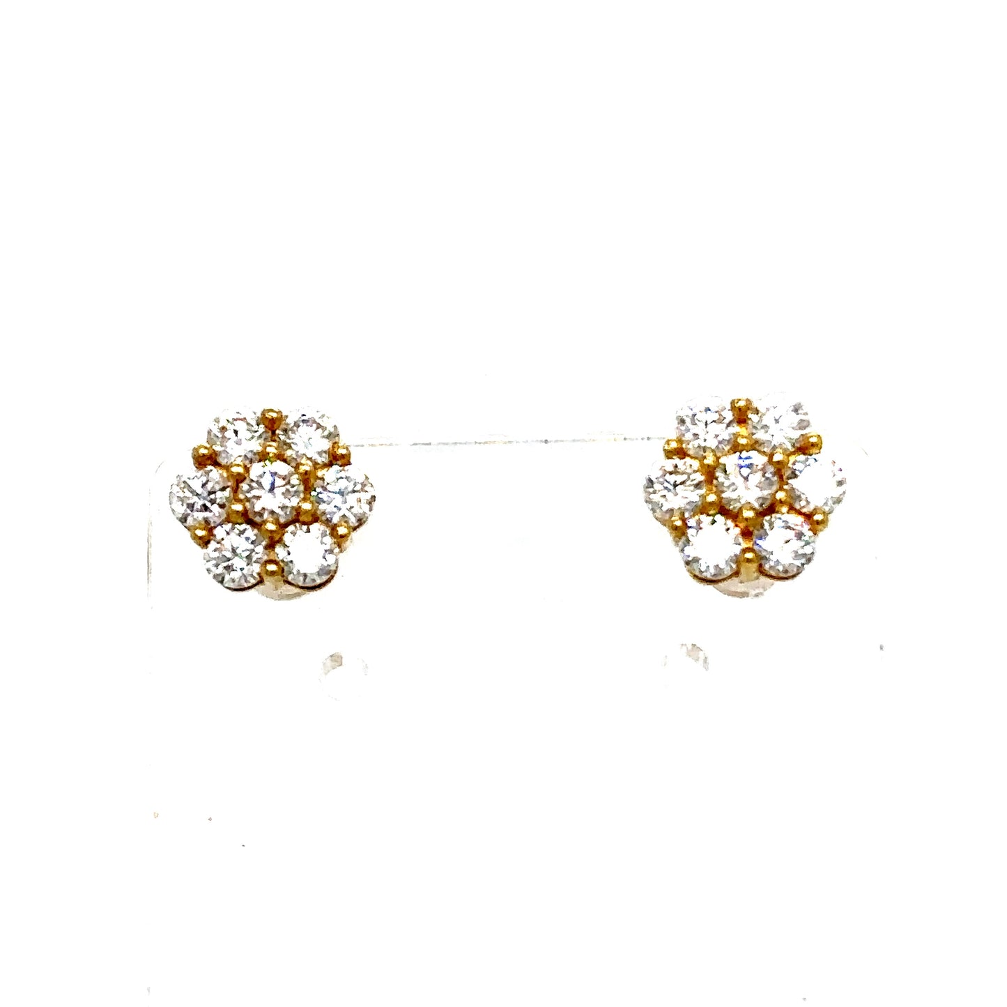 14k Yellow Gold VVS Moissanite Flower Set Earrings