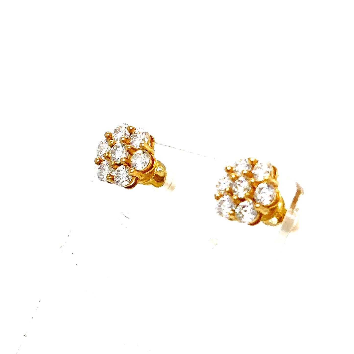 14k Yellow Gold VVS Moissanite Flower Set Earrings