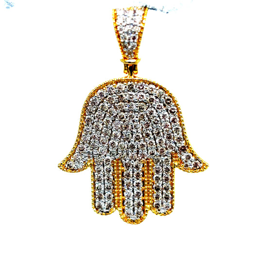 10k Yellow Gold Diamond Hamsa Pendant