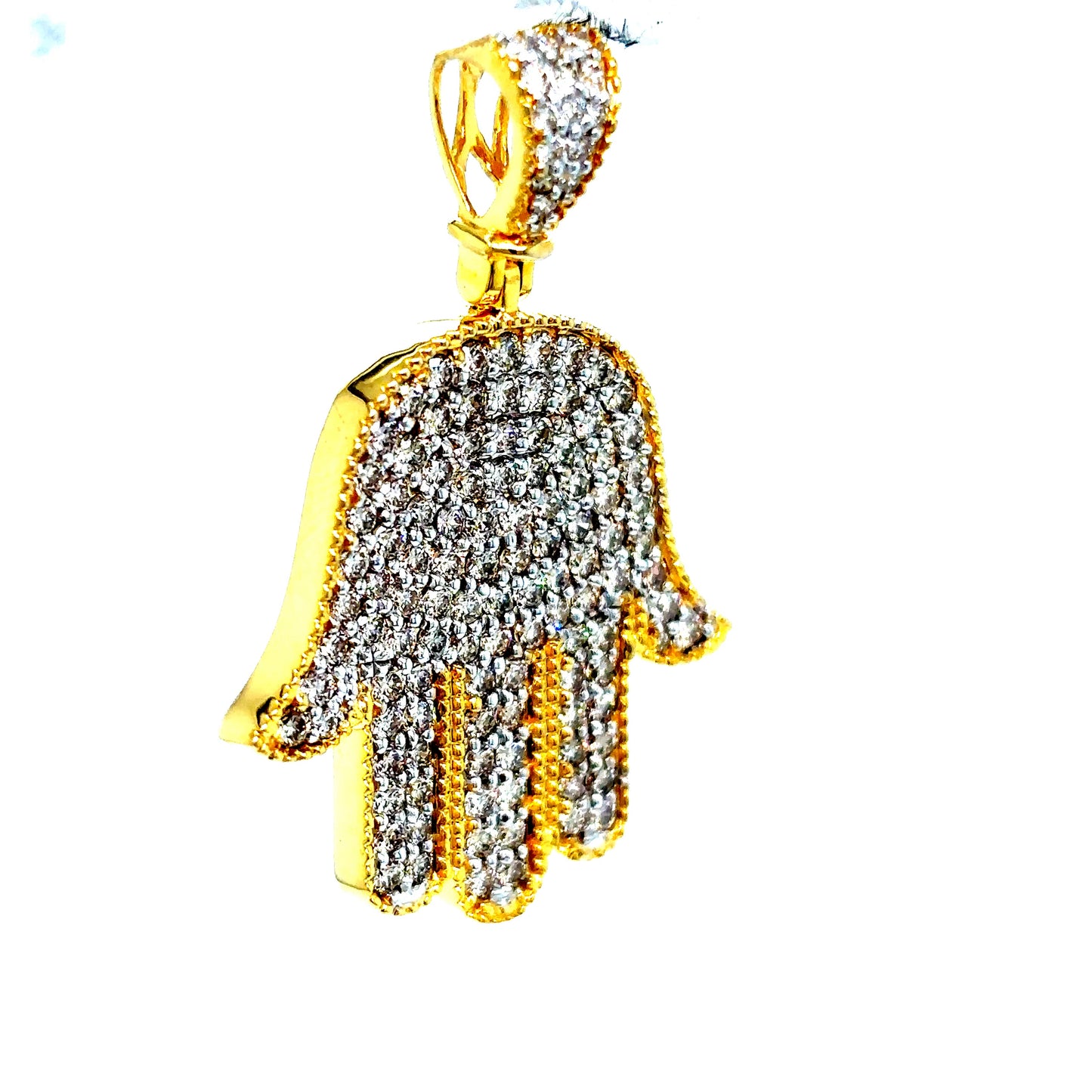 10k Yellow Gold Diamond Hamsa Pendant