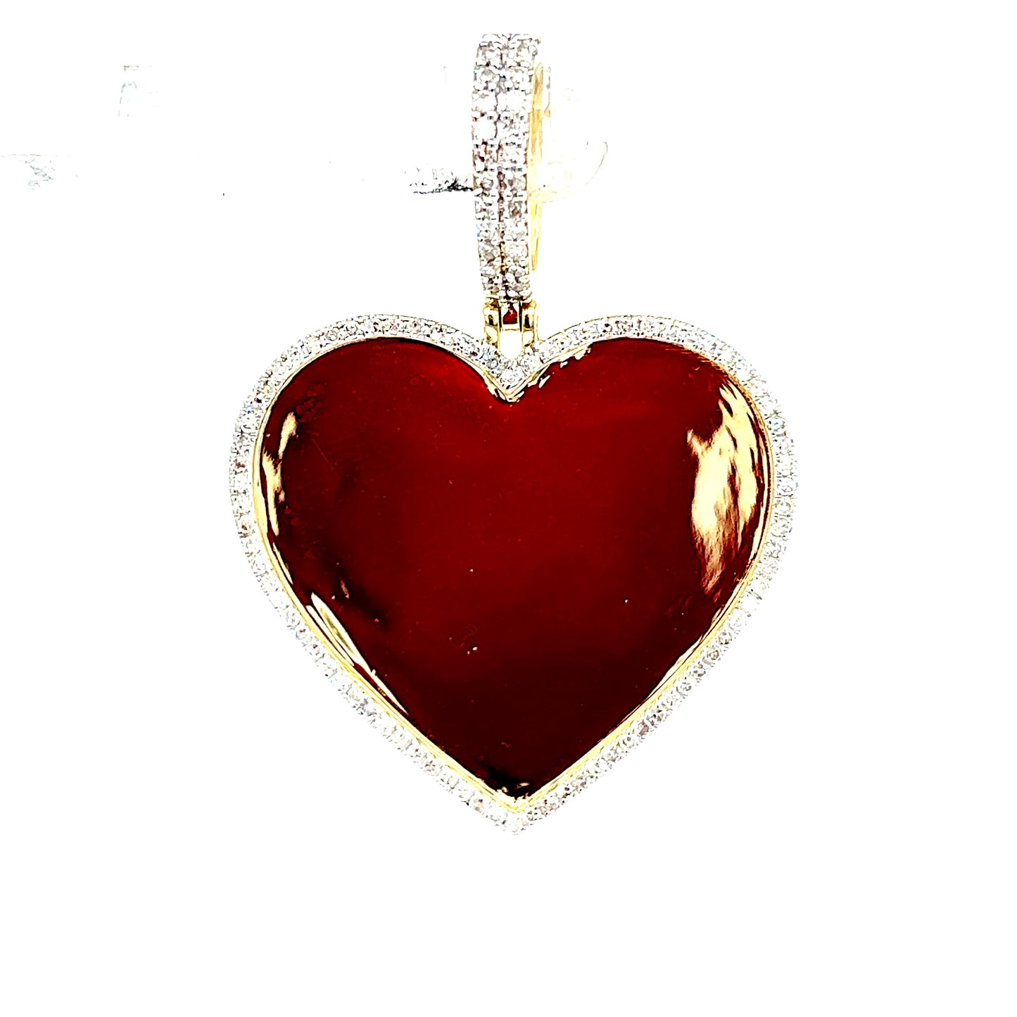 10k Yellow Gold Diamond Heart Photo Pendant