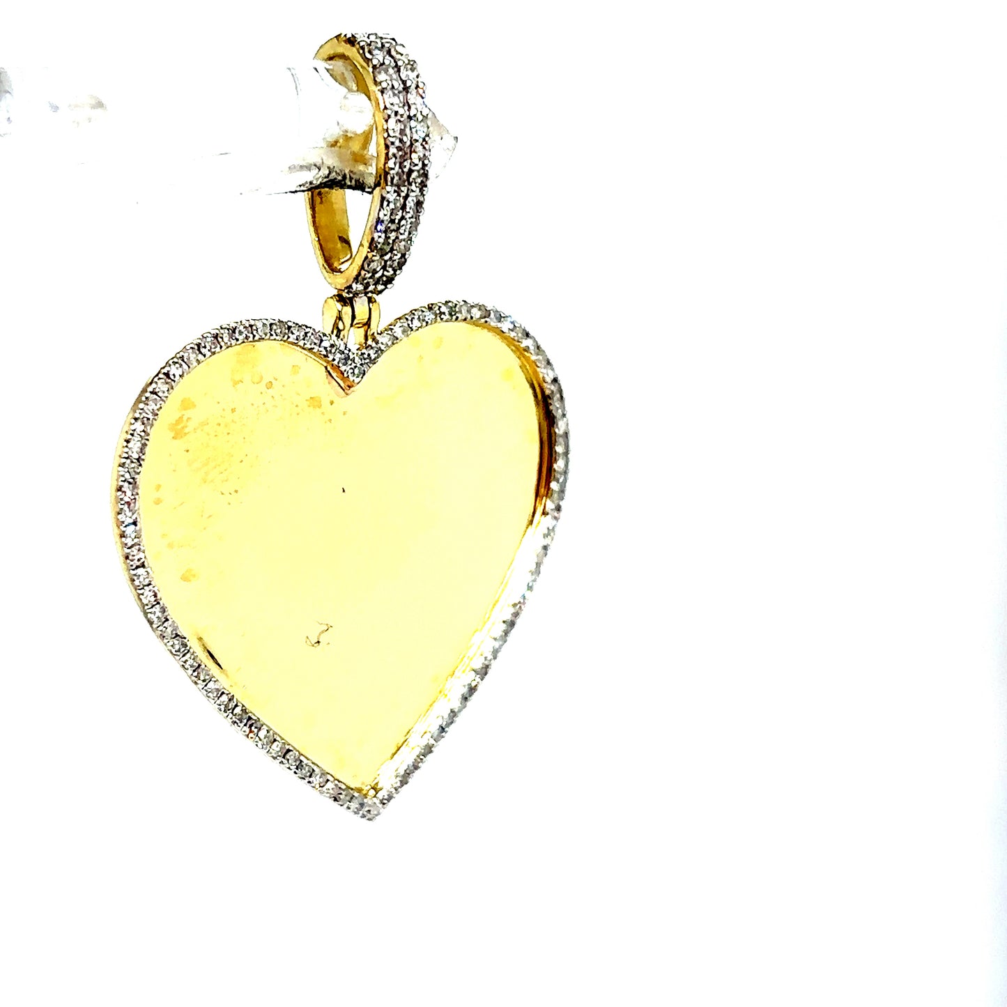 10k Yellow Gold Diamond Heart Photo Pendant