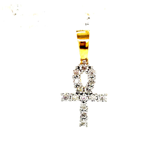 10k Yellow Gold Diamond Ankh Pendant