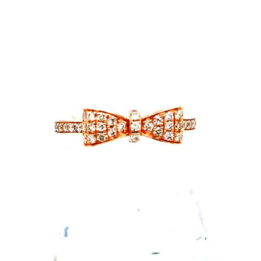 14k Rose Gold 3D Diamond Bow Ring