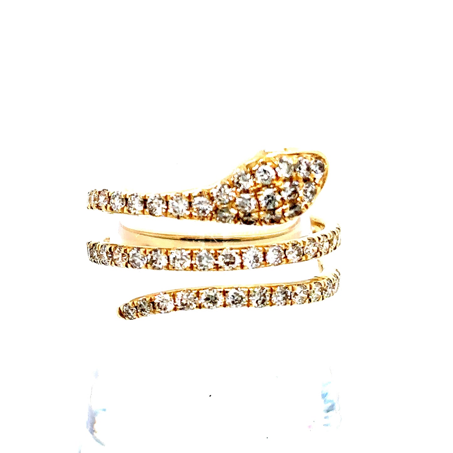 14k Yellow Gold Diamond Snake Ring