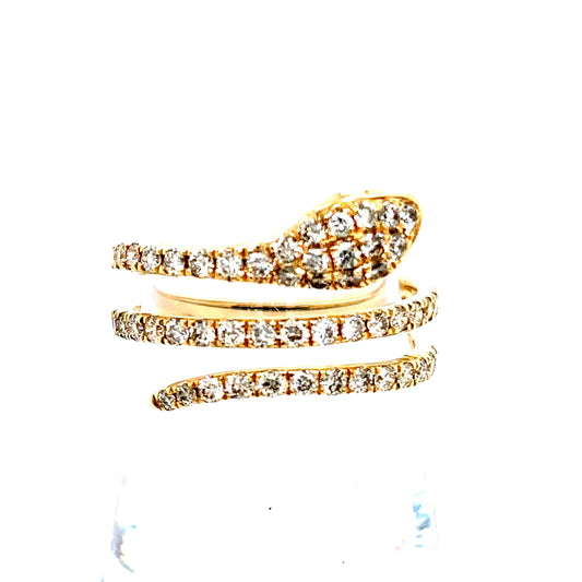 14k Yellow Gold Diamond Snake Ring