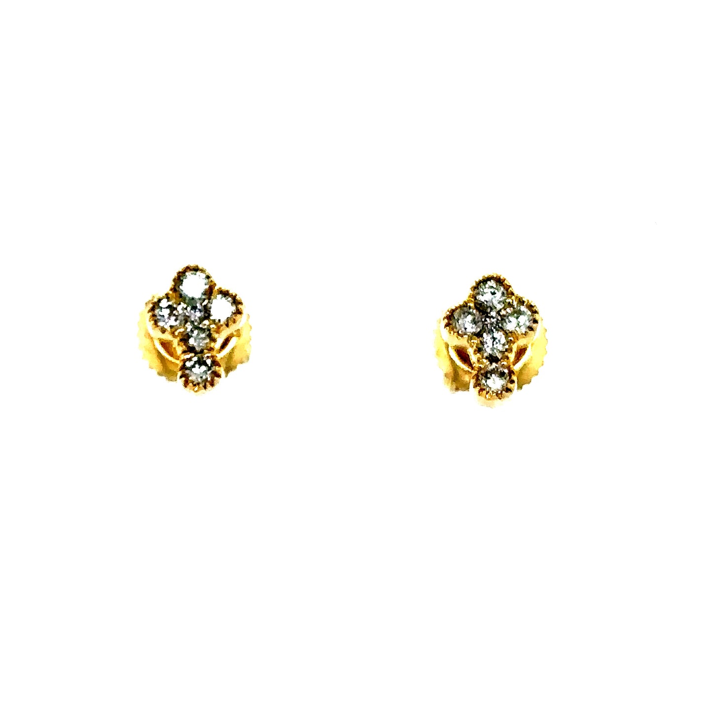 14k Yellow Gold Diamond Cross Earrings