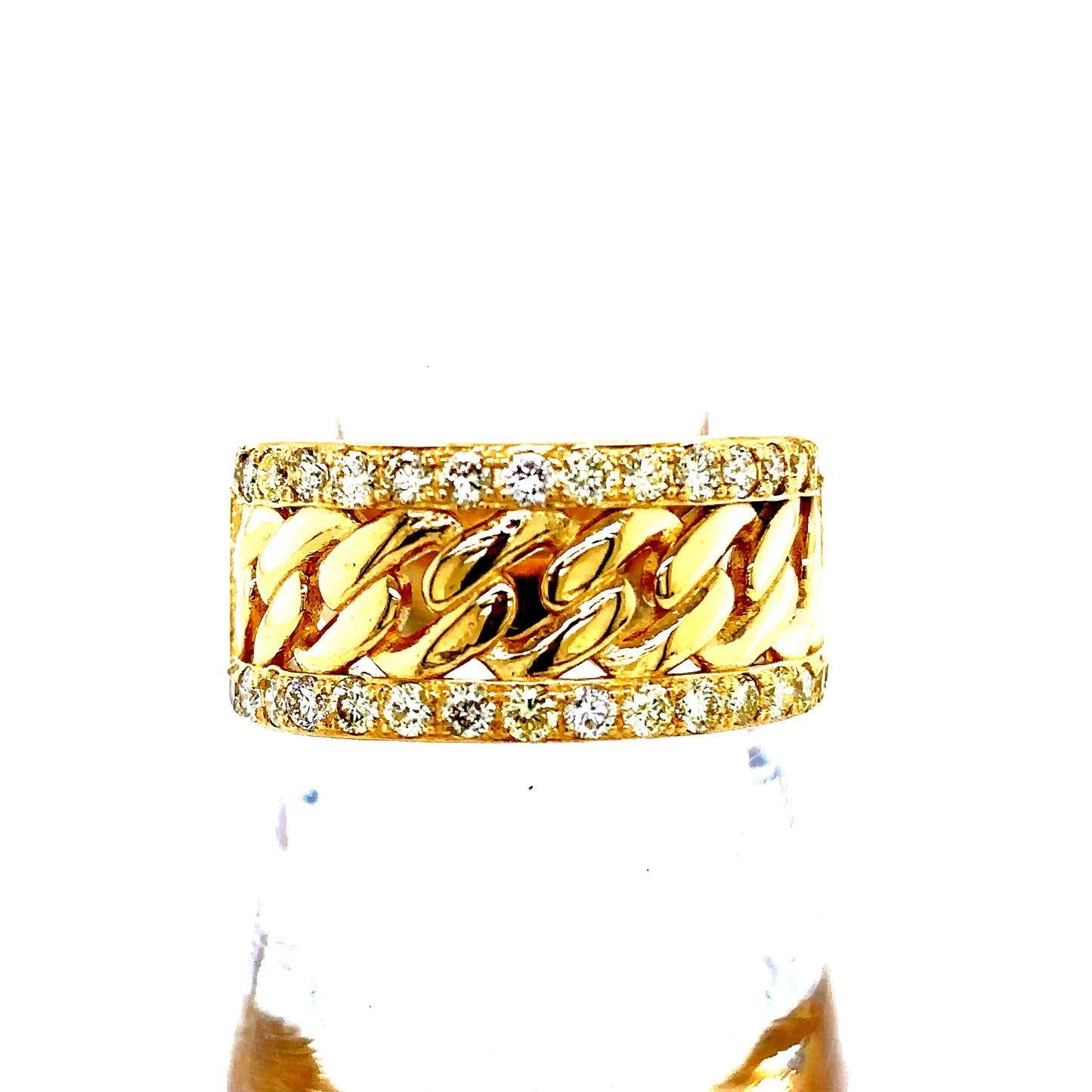 14k Yellow Gold Diamond Cuban Ring