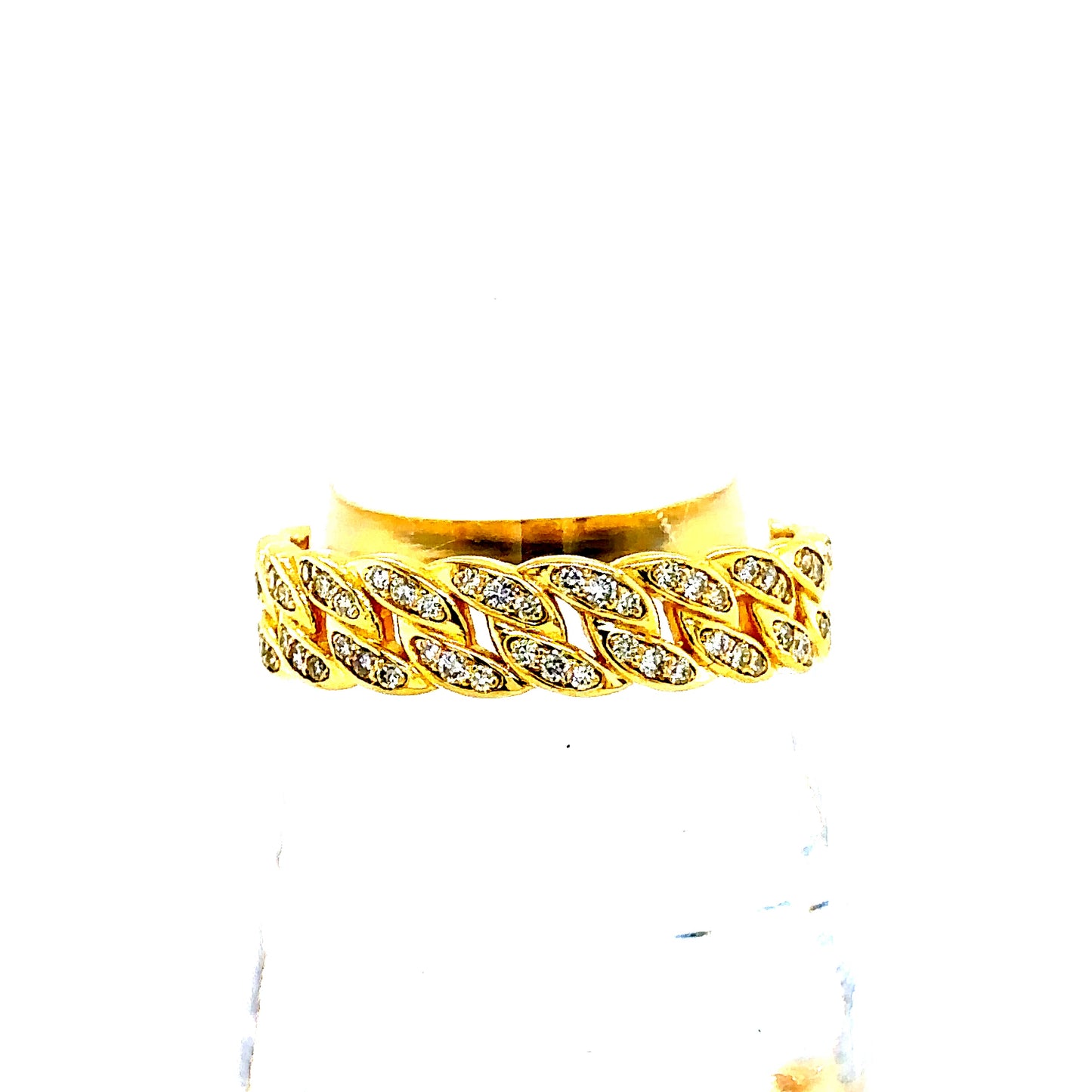 14k Yellow Gold Diamond Cuban Ring