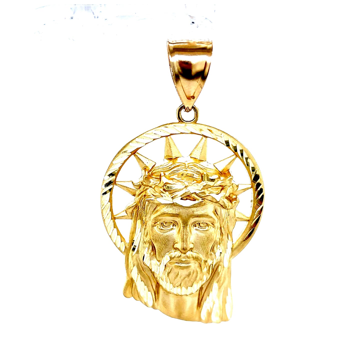 14k Diamond Cut Jesus Pendant