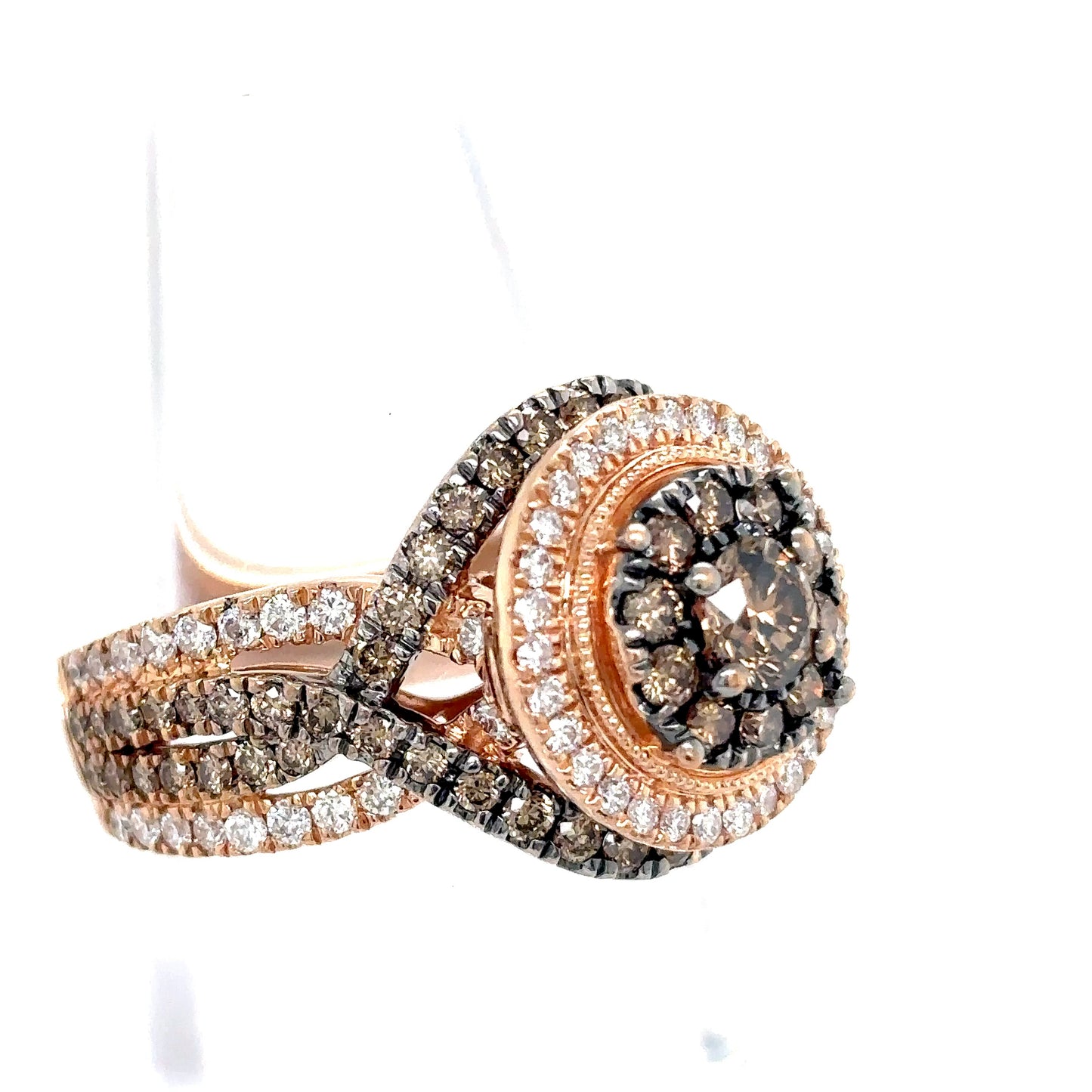 14k Rose Gold White & Chocolate Diamond Ring