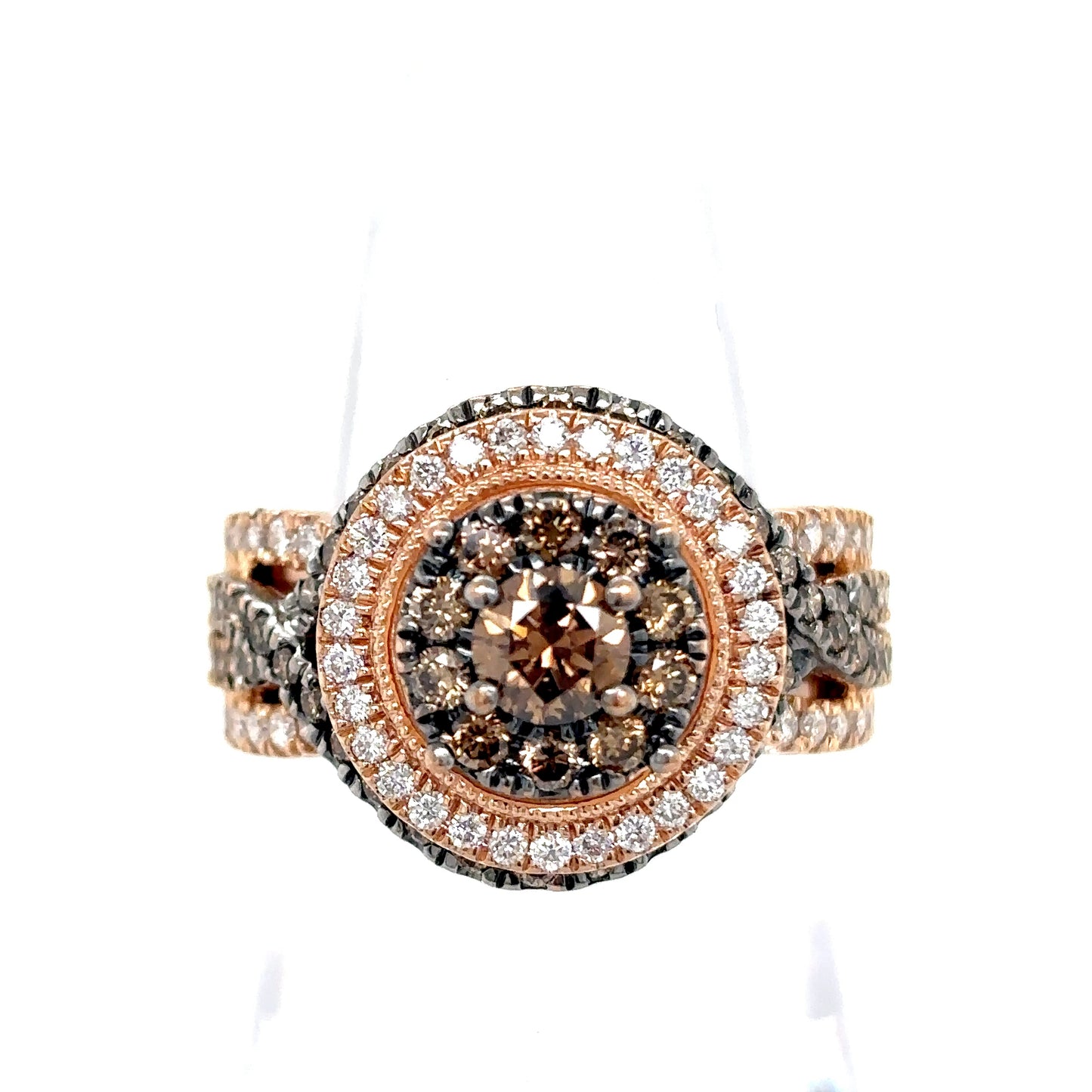 14k Rose Gold White & Chocolate Diamond Ring