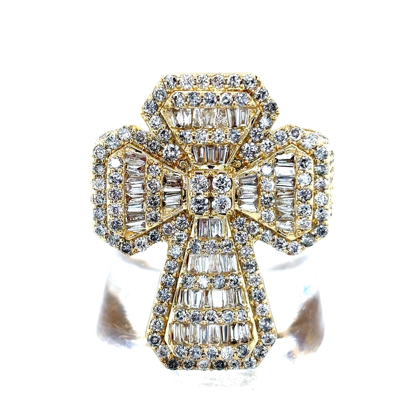 10k Yellow Gold Diamond Cross Ring