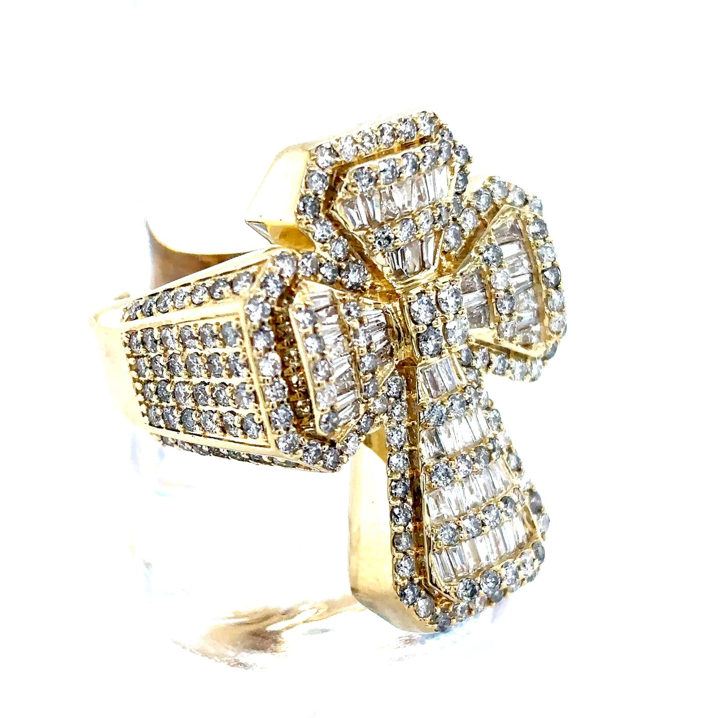 10k Yellow Gold Diamond Cross Ring