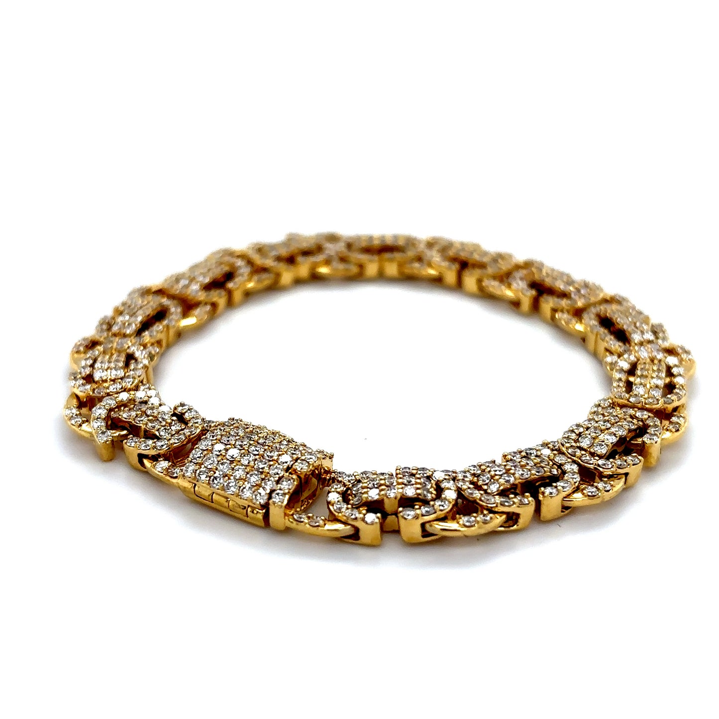 14k Yellow Gold Diamond Byzantine Bracelet