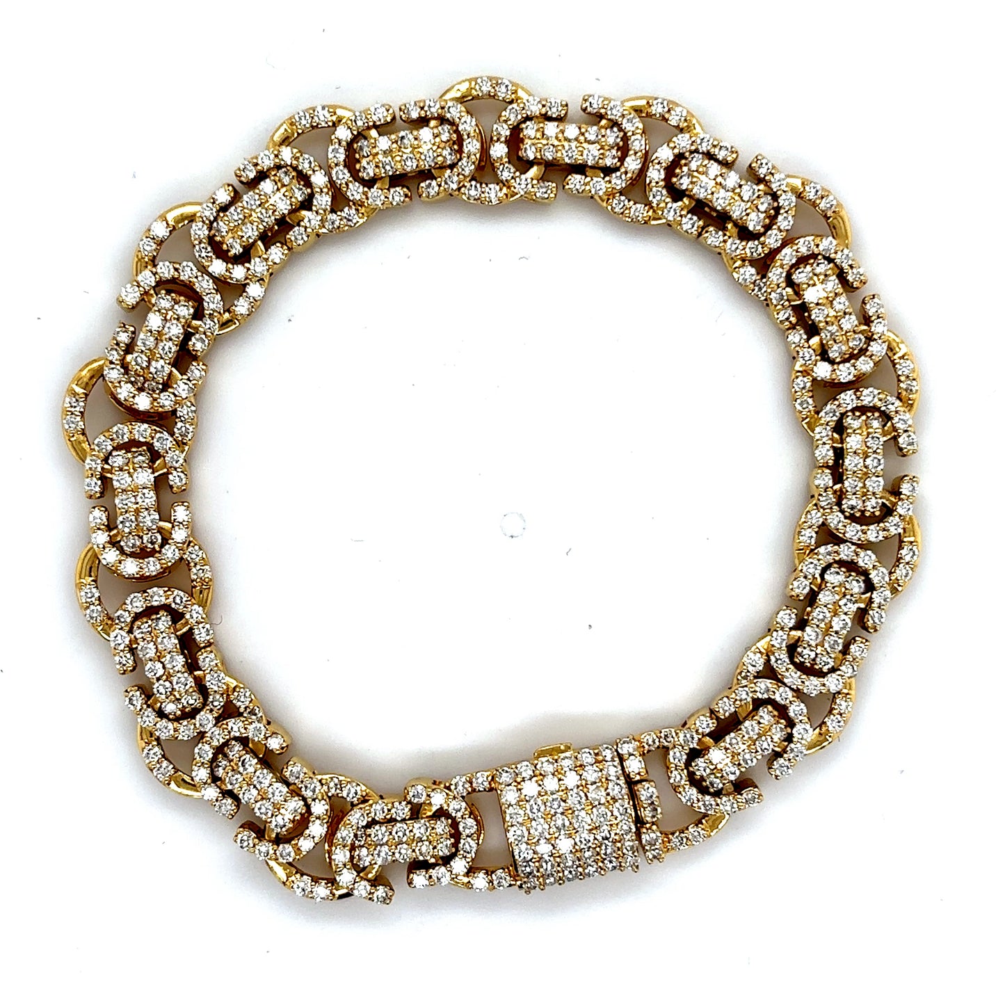 14k Yellow Gold Diamond Byzantine Bracelet