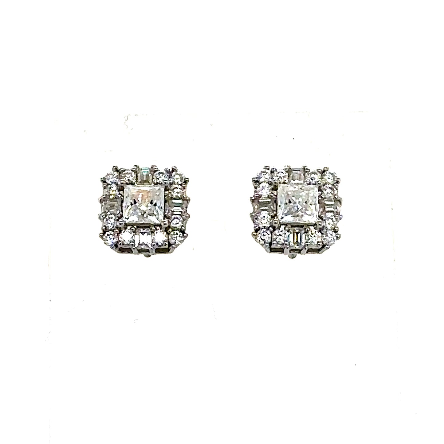 925 S.S. VVS Moissanite Square Earrings