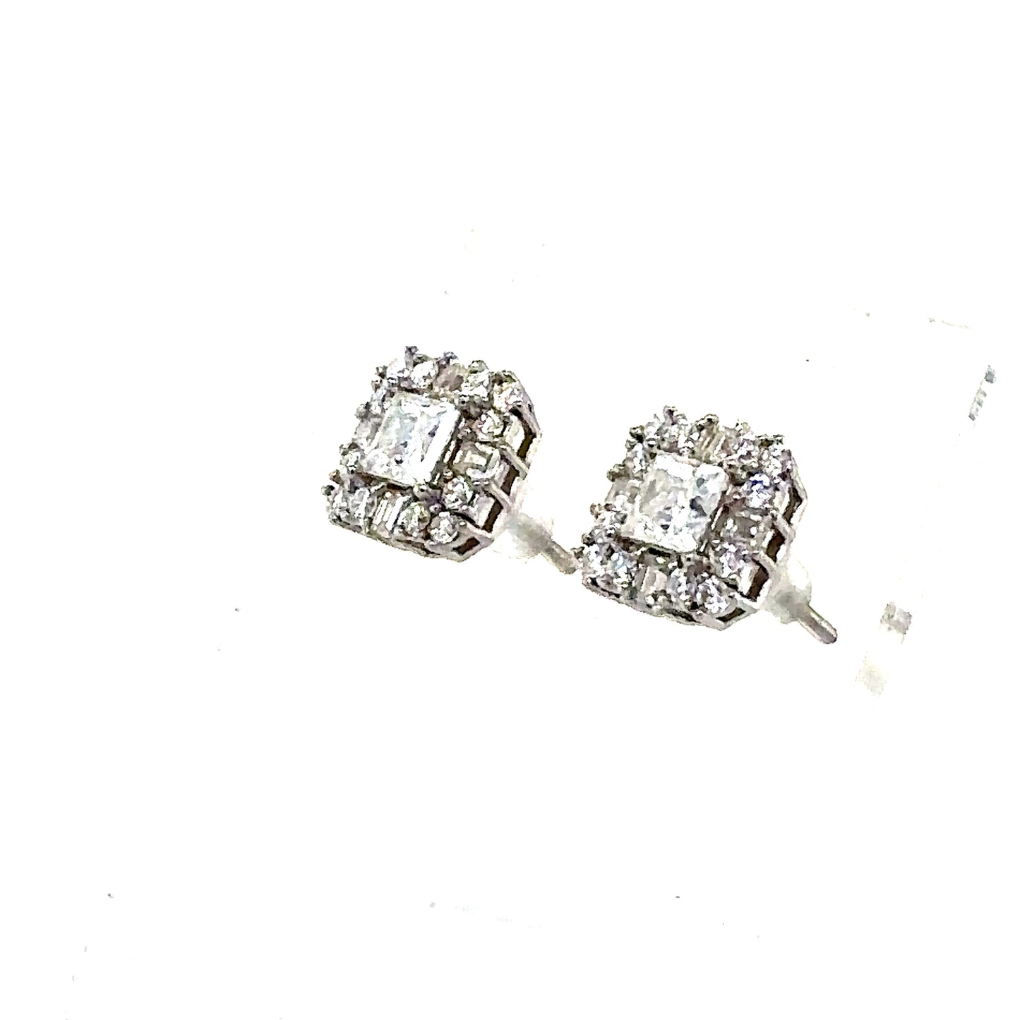 925 S.S. VVS Moissanite Square Earrings