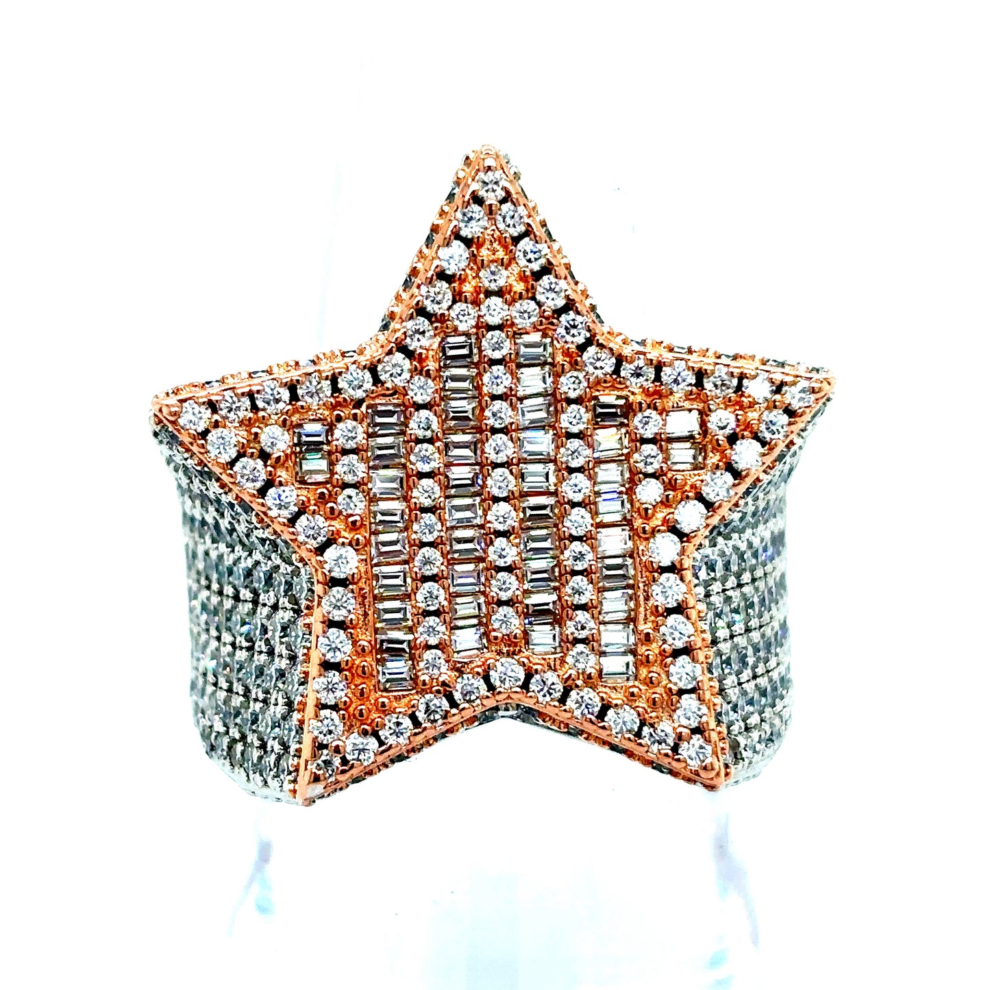 925 S.S. VVS Moissanite 2-Tone Star Ring